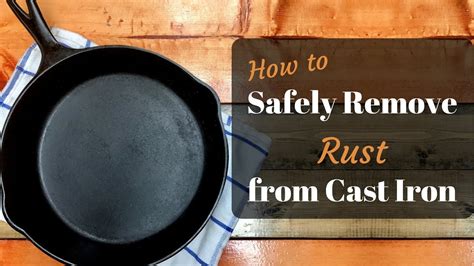 How to remove rust from cast iron - Steel Wool. If the cast iron needs just a little touch-up, take steel wool and elbow grease to it. Follow this with a light sanding with fine grit sandpaper to get rid of any small grooves that the steel wool may have left behind. After you clean all the rust off of the piece, wipe it down with a clean cloth or paper towel to remove the dust.